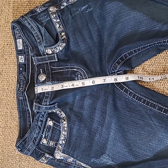 MISS ME Border Flap Pocket  Slim Boot Cut  W/ Sequins & Rhinestones Size26 - Picture 5 of 8